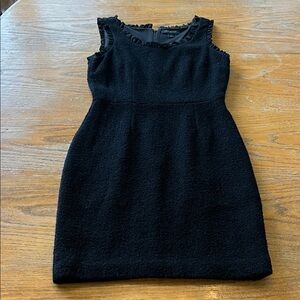 Vintage Banana Republic Nubby Black Wool Blend Ruffle Shift LBD s2